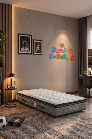 Parshome 90x190 Tek Kişilik Yatak, Baza, Baza Başlık Seti Ortopedik Yataklı Sandıklı Baza 3 Lü Set Gri 90 x 190