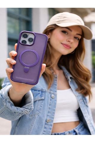Mmc Trend Apple Uyumlu iPhone 14 Pro Max Lensli Telefon Kılıfı Lila