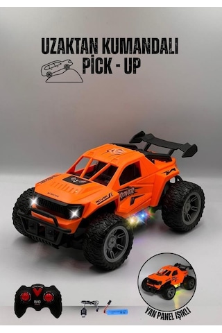 Uzaktan Kumandalı Araba Pick Up Model Şarjlı Işıklı Full Fonksiyon Yan Paneli Işıklı Rc Araç Canavar