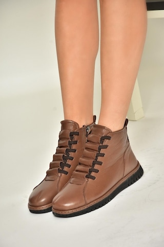 Fox Shoes T555366203 Kahverengi Hakiki Deri Comfort Ortopedik Taban Kadın Bot Kahverengi