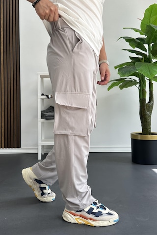 Edwoxmen Erkek İnce Baggy Kalıp Kargo Pantolon Gri Edw173-gri Gri
