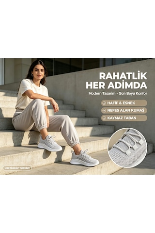 Leu Unısex Triko Spor Ayakkabı Gri