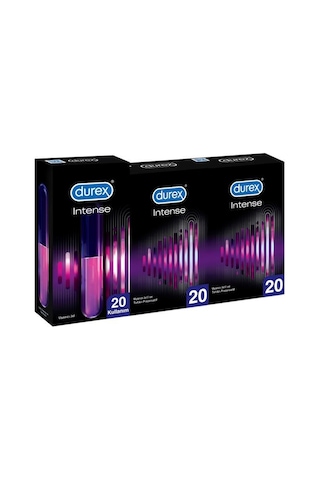 Durex Intense Uyarıcı Jelli ve Tırtıklı Prezervatif 2 x 20'li + Uyarıcı Jel 20'li