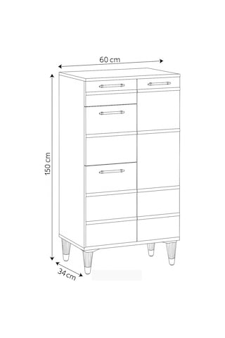 Roma Beyaz Ayakkabılık Gold Detaylı 1 Kapaklı 1 Çekmeceli 2 Düşen Kapak 60x34x150 Cm