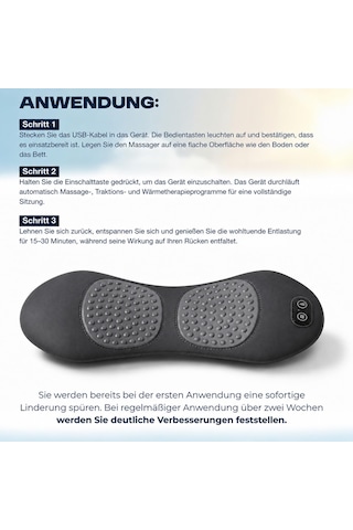 Curesleep - Üçlü Füzyon Masajı, Curesleep Masajı, Titreşim, Isıtma, Şişirme Ve Söndürme, Ergonomik Tasarım, Hafızalı Köpük Gri