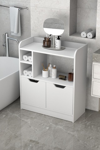 Çok Amaçlı Banyo Dolabı Beyaz 86 Cm Çok Renkli