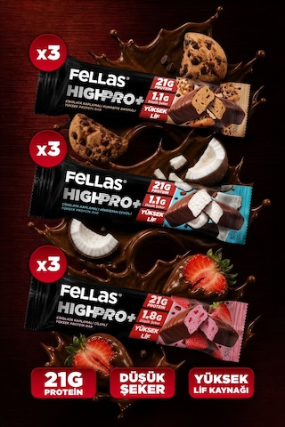 Fellas Çikolata Kaplı Highpro Protein Bar 50gr Karma Kutu 3 X 3