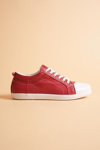 Analin Shoes Kadın Hakiki Deri Casual Spor Ayakkabı Kırmızı