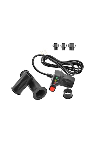 Ranyeek 36v/48v Elektrikli Bisiklet Gaz Kumandası - Pil Göstergeli Ve Güç Düğmeli Siyah