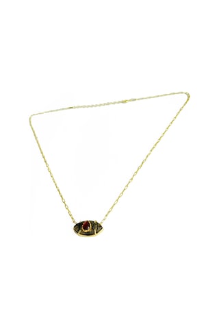 Doğal Taşlı Orta Boy Göz Gümüş Kolye