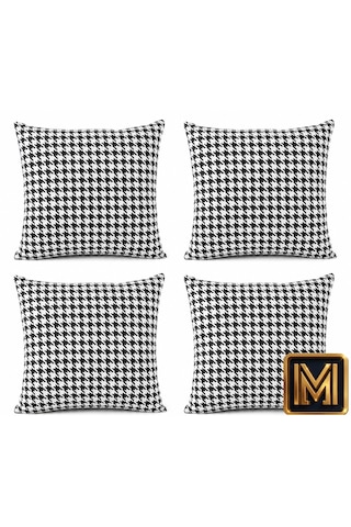 Kırlent 3 4'lü Kazayağı Desenli Kırlent Kılıfı 45x45 Cm Beyaz Dekoratif Yastık Kılıfı Modern Koltuk Kırlenti Kare Fermuarlı Kırlent Kılıfı Çok Renkli