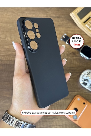 Samsung Galaxy S26 Ultra Uyumlu Süper İnce Mat Ultra Thin Silikon Kılıf Siyah