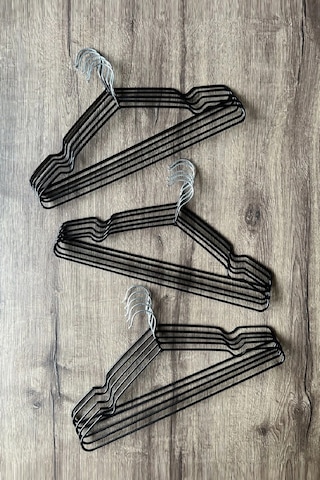 Siyah Kaydırmaz Silikon Kaplı, Metal Elbise Askısı, Pantolon Askısı, 10 Adet