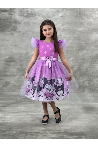 Sy Store Kuromi Desenli Pembe Tüllü Elbise Pempe