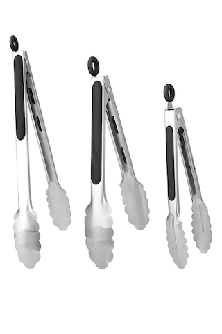 Valletta Frontera Metal Uçlu Kilit Sistemli 3'lü Maşa Seti Siyah