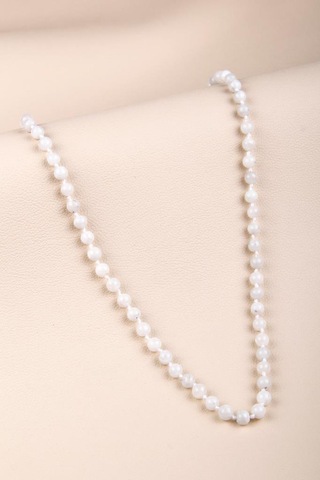 Ay Taşı Doğal Taş Düğümlü Kolye 6 Mm Küre Kesim