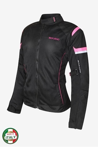Scudo Lısbon Pembe Kadın Motosıklet Ceketı Pembe - Siyah