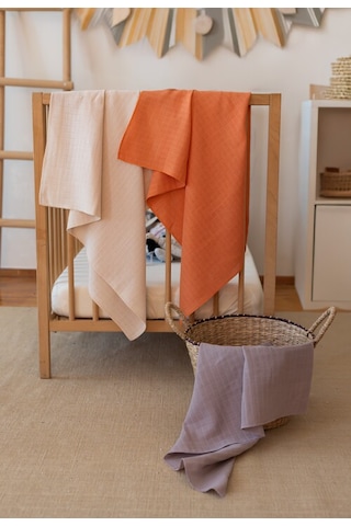 Çok Amaçlı Müslin Örtü & Battaniye 3'lü Set Pamuk Oeko-teks Sertifikalı 80x80 CM Kiremit