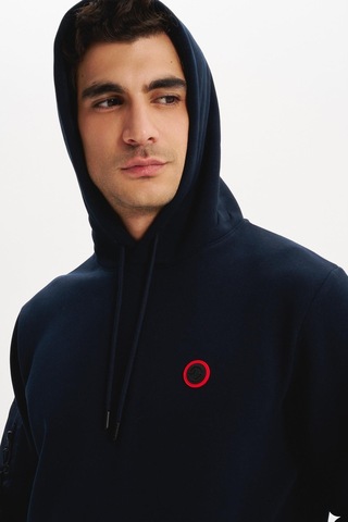 AR-MA Arma Erkek Regular Fit 3 İplik Şardonlu Kanguru Cepli Kapüşonlu Sweatshirt Pamuk Polyester Karışımı K30254629202 Lacivert