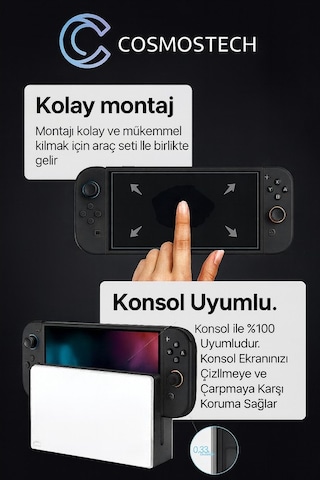 Nintendo Switch 2 Uyumlu 7'' 7.9'' 9h Temperli Cam Kırılmaz Ekran Koruyucu, Hd Clear, Toz Önleyici, Kabarcık Önleyici, 9h Hardne