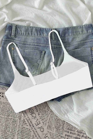 Angelsin Ayarlanabilir Askılı Şık Tasarım Bikini Üstü Beyaz 001