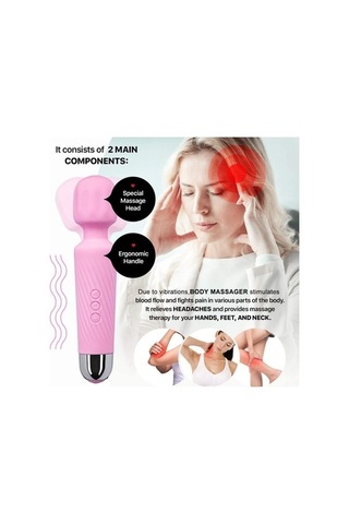 Pazly Taşınabilir Silikon Şarjlı Pembe Mufunye Modlu Masaj Aleti, Hızlı Kablolu Gövde Masajı 8-20 Bv Pembe Pembe