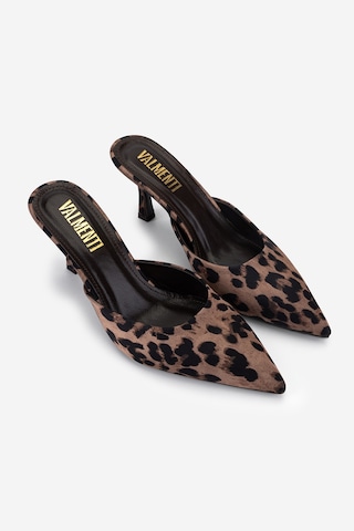 Valmenti Kadın Tekstil Leopar Topuklu Terlik 932 A119 Bn Trlk Y26 Leopar Saten Çok Renkli