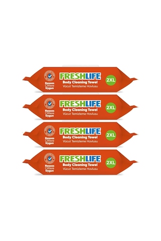 Freshlife Hasta Vücut Temizleme Islak Mendil Havlu 50 Yaprak XL 2'li Set