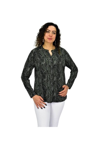 Kadın Uzun Kol Düğmeli Bluz Bgl-st04685 Haki