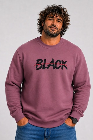Starbattal Erkek Büyük Beden Sıfır Yaka 3ip Sweat Black 24202 Eflatun-2851