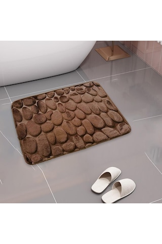 Suntek Banyo Paspas 3d Etkisi Arnavut Kaldırımı Kabartmalı Kahve