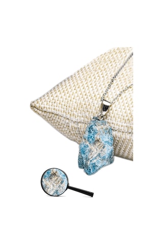 Sertifikalı Ham Işlenmemiş Doğal Apatit Taşı Kolye Gümüş Aparatl Çok Renkli