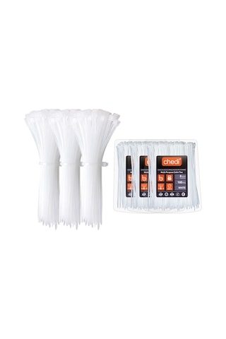Chedı Kablo Bağları, 20 Cm 300'lü Paket Çok Amaçlı Kullanım, Premium Kalite Beyaz Kablo Klipsi