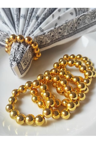 6 Adet İncili Peçete Yüzüğü Halkası Gold
