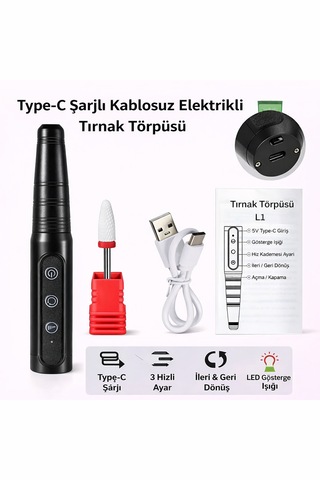 Şarjlı Kablosuz Elektrikli Tırnak Törpüsü Profesyonel Manikür Pedikür Cihazı