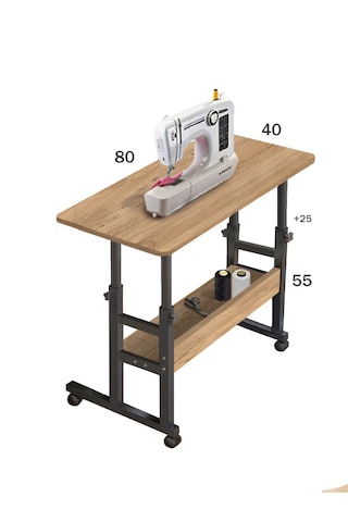 Yükseklik Ayarlı Dikiş Makinesi Sehpası - Atlantik Çam 80x40 Atlantik Çam