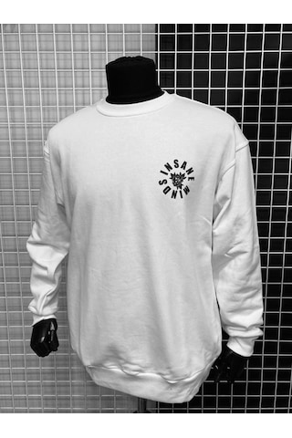 Insane Minds Bisiklet Yaka Baskılı Oversize Sweatshirt