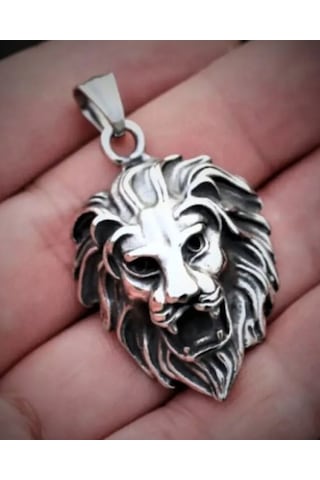 Paslanmaz Çelik Kral Aslan Kolye / 70 Cm Zincirli