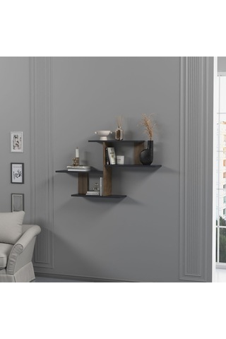 Sitil Duvar Rafı Antrasit Ceviz