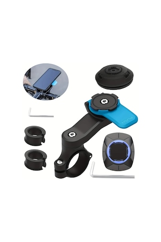 Xuweiwei Mavi Yuvarlak Şok Emici Motosiklet Bisiklet Telefon Tutucu 360 Derece Döner Direksiyon Titreşim Yalıtıcı Kelepçe