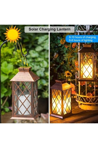 Dancemonkey Güneş Enerjili Bahçe Feneri - Kırmızı, Yanmaz Titreşen Mum Işığı Kırmızı