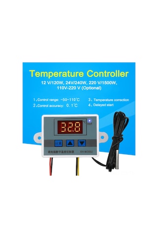 Dianziye Akıllı Sıcaklık Kontrol Cihazı -50 110 C Xh-w3002, 24v 240w, 1m Su Geçirmez Prob, Ev/aquarium/inkübasyon İçin, 0.1 C Doğruluklu Sayısal Gösterge