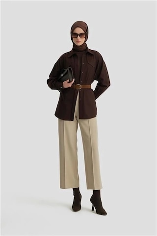 Armine Beli Apoletli Palazzo Pantolon 24kh2722 Bej Bej