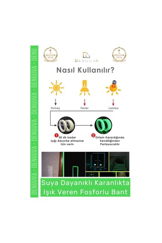 Reflektörbant Fosforlu Yeşil Fotolümen Acil Çıkış Güvenlik Şeridi Kendinden Yapışkanlı Reflektör Ba