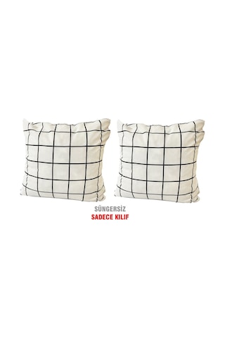 Kırlent Yastık Kılıfı Vip Yastık Kılıfı 2Adet-43X43 Cm(Beyaz Pano (524874086)