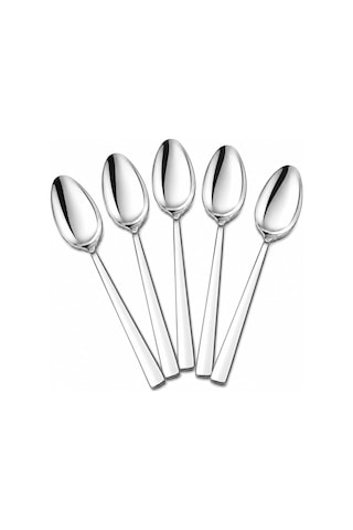 Lexroo Çay Kaşığı, 6'lı Paslanmaz Çelik Kaşık Seti, Gümüş Metal 10 Cm, 6 Adet