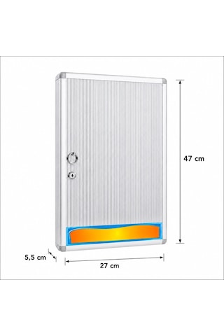 48'li İthal Alüminyum Anahtar Dolabı 27x47x5,5 Cm Gri