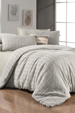 Sarev Madrid Bej Çift Kişilik Pamuk Keten Mood Comfort Nevresim Takımı Bej