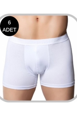 Gümüş Erkek Likralı Boxer 4018 6 Lı Paket Beyaz