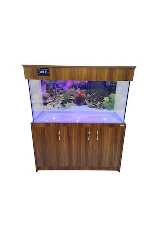 Kanki Pet Ceviz Mdf Mobilyalı Akvaryum 150x50x60 Cm 450 Lt - 110w Led & Dijital Göstergeli